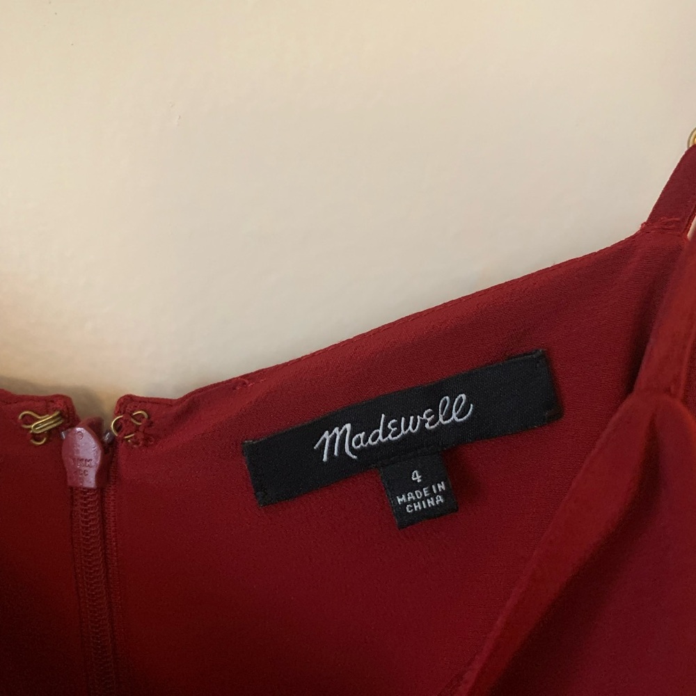 Madewell // Red Silk Eva Side-Slit Slip Dress - Picture 9 of 11